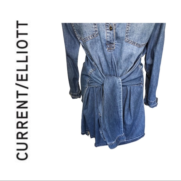 Current/Elliott Denim Twist Tie Waist Dress / Size 2 (Medium) - Picture 5 of 5